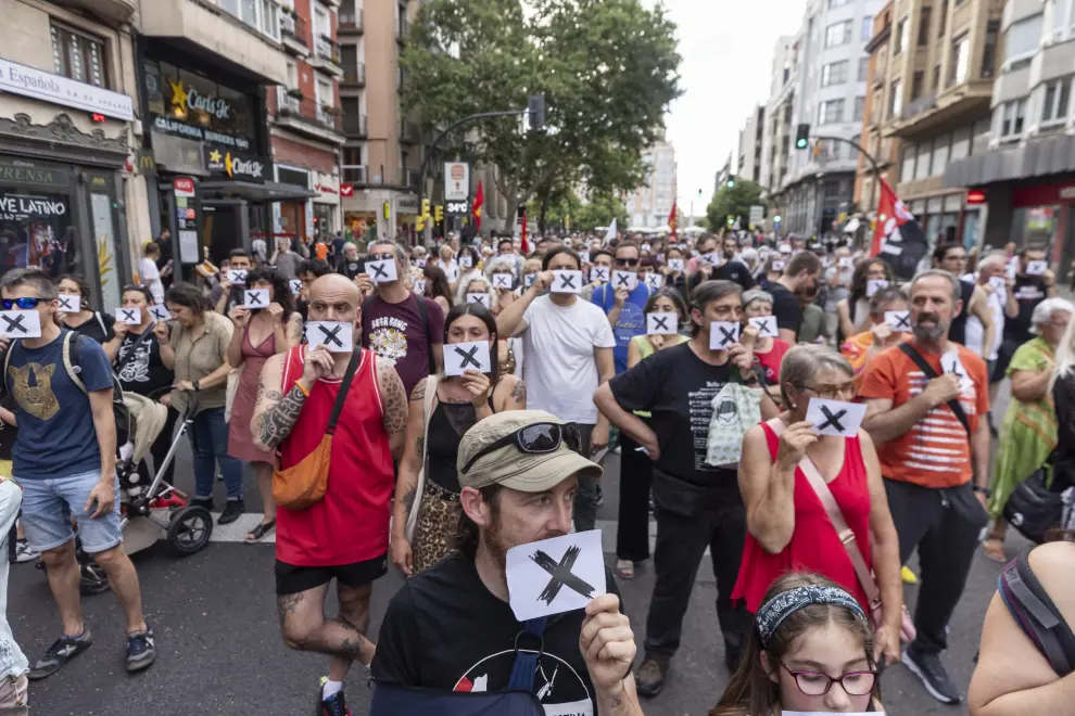 Manifestación en apoyo a 'Los 6 de Zaragoza'.