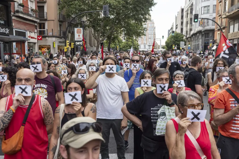 Manifestación en apoyo a 'Los 6 de Zaragoza'.