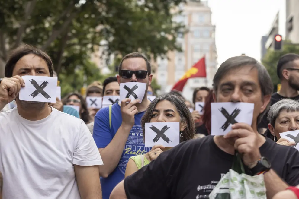 Manifestación en apoyo a 'Los 6 de Zaragoza'.