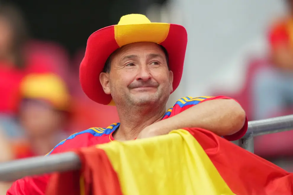 Spain's supporters during the Euro 2024 soccer match between Spain and Georgia at the Cologne Stadium , Cologne , Germany - Sunday 30 June  2024. Sport - Soccer . (Photo by Spada/LaPresse)


