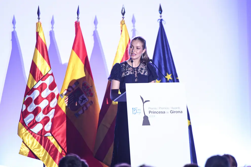 La Princesa Leonor interviene durante la entrega de los XV Premios Fundación Princesa de Gerona.