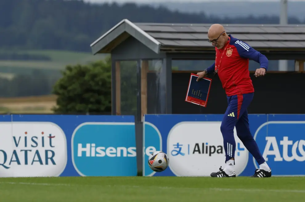 Entrenamiento de la selección española previo a la final de la Eurocopa