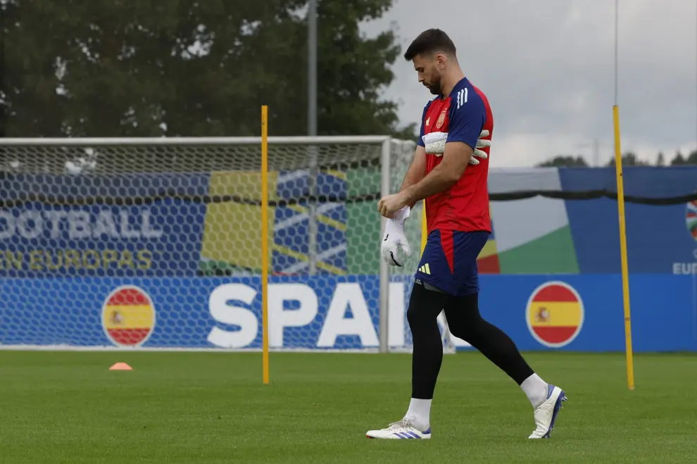 Entrenamiento de la selección española previo a la final de la Eurocopa