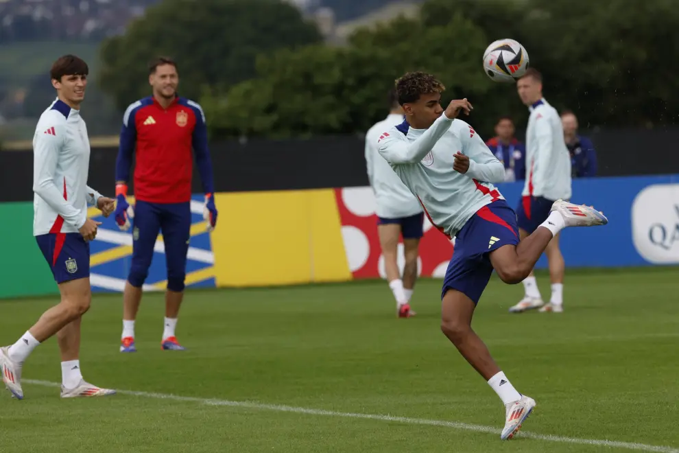 Entrenamiento de la selección española previo a la final de la Eurocopa