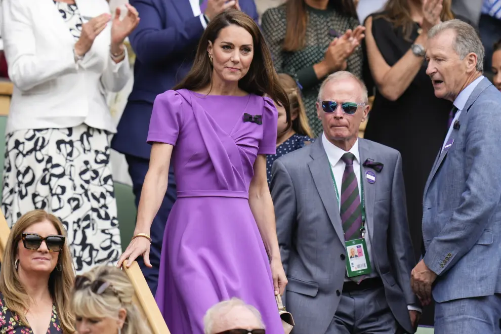 La princesa de Gales, Kate Middleton, en la final de Wimbledon 2024 para ver el partido entre Carlos Alcaraz y Novak Djokovic
