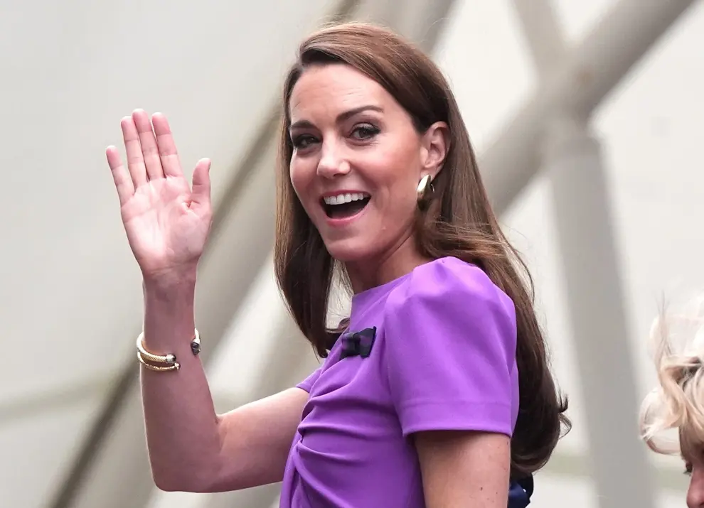 Kate Middleton, en la final de Wimbledon 2024 para ver el partido entre Carlos Alcaraz y Novak Djokovic, en un palco real lleno de famosos