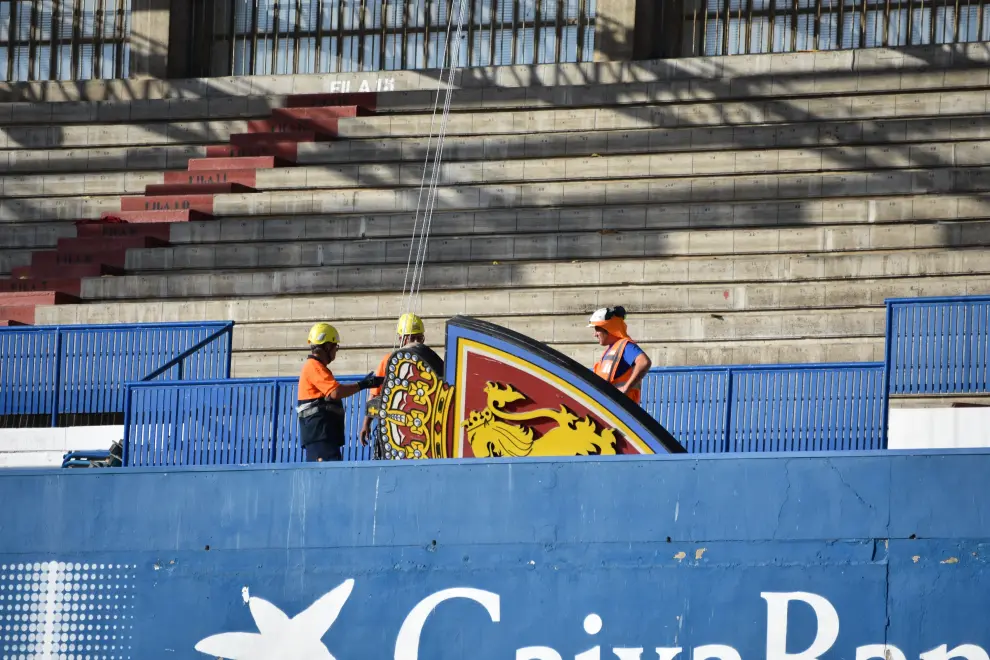 El Real Zaragoza retira el mítico escudo del marcador de La Romareda.