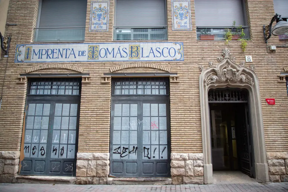 Fachada de Imprenta Blasco, en Zaragoza.