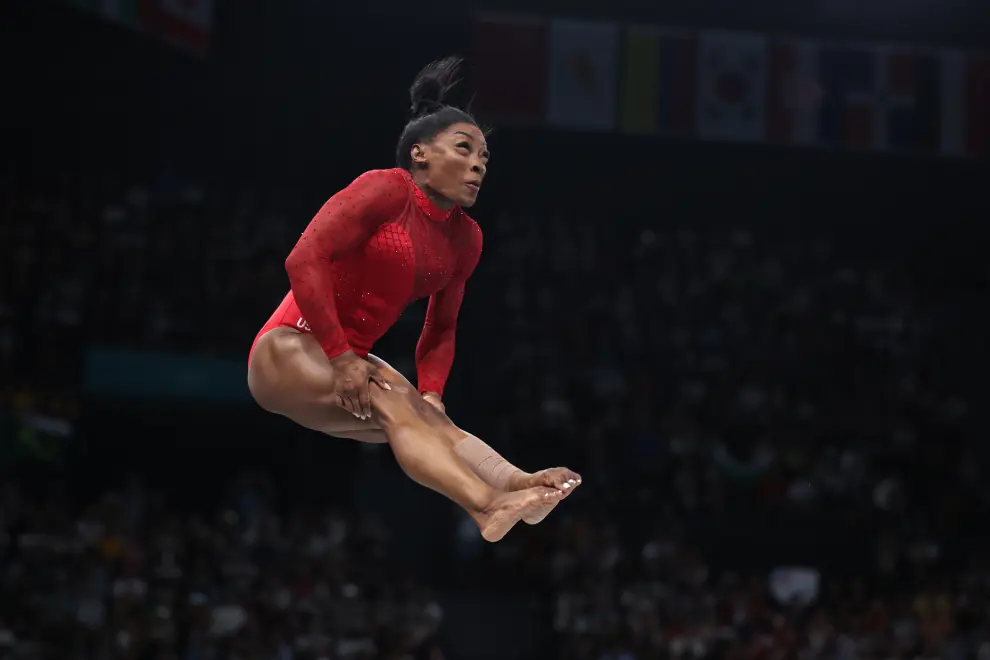 La estadounidense Simone Biles, medalla en salto en los Juegos Olímpicos de París 2024.