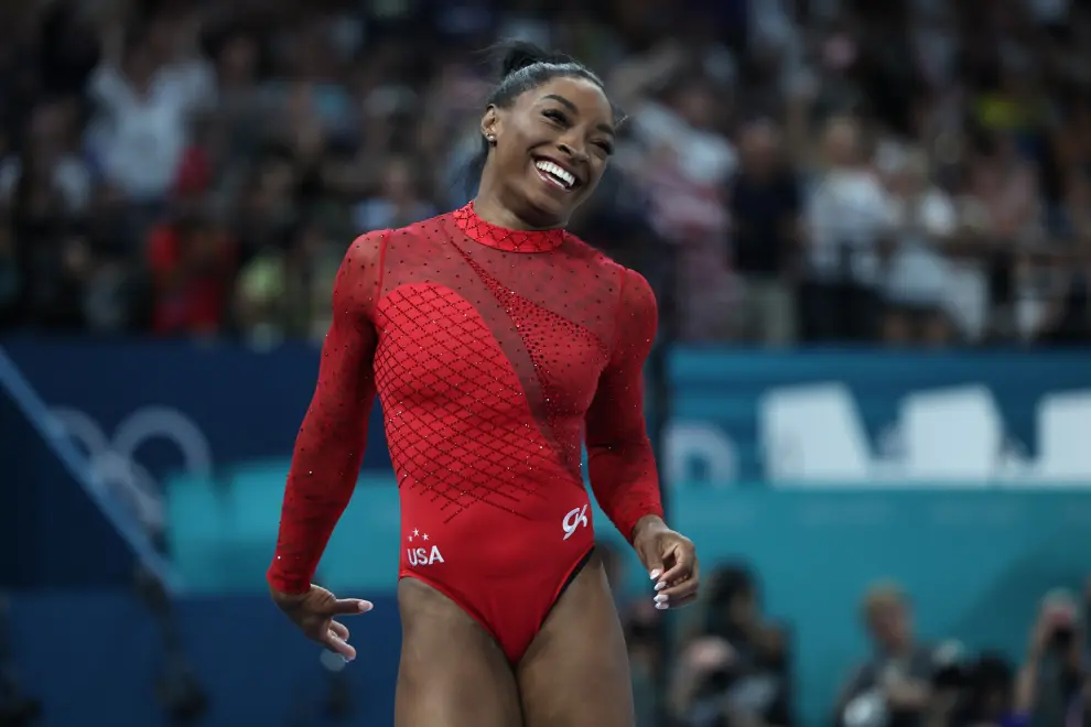 La estadounidense Simone Biles, medalla en salto en los Juegos Olímpicos de París 2024.