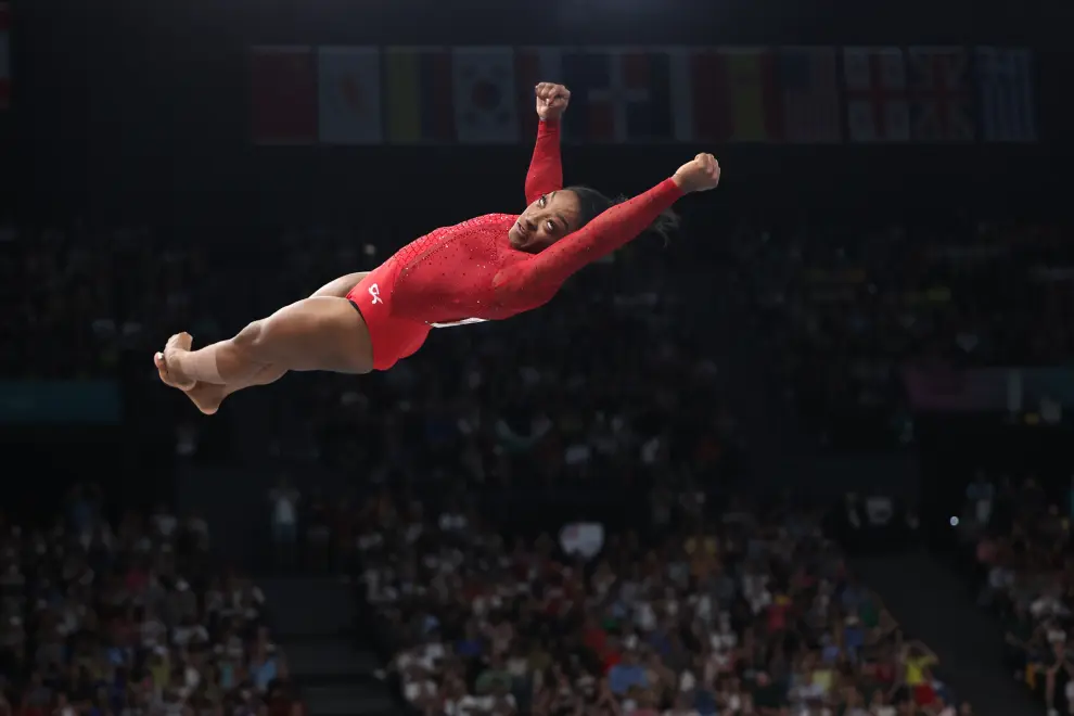 La estadounidense Simone Biles, medalla en salto en los Juegos Olímpicos de París 2024.