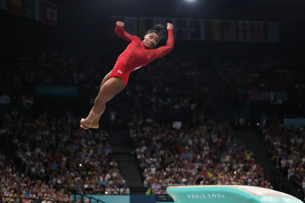 La estadounidense Simone Biles, medalla en salto en los Juegos Olímpicos de París 2024.