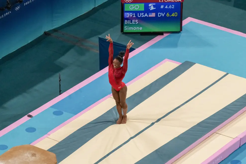 La estadounidense Simone Biles, medalla en salto en los Juegos Olímpicos de París 2024.