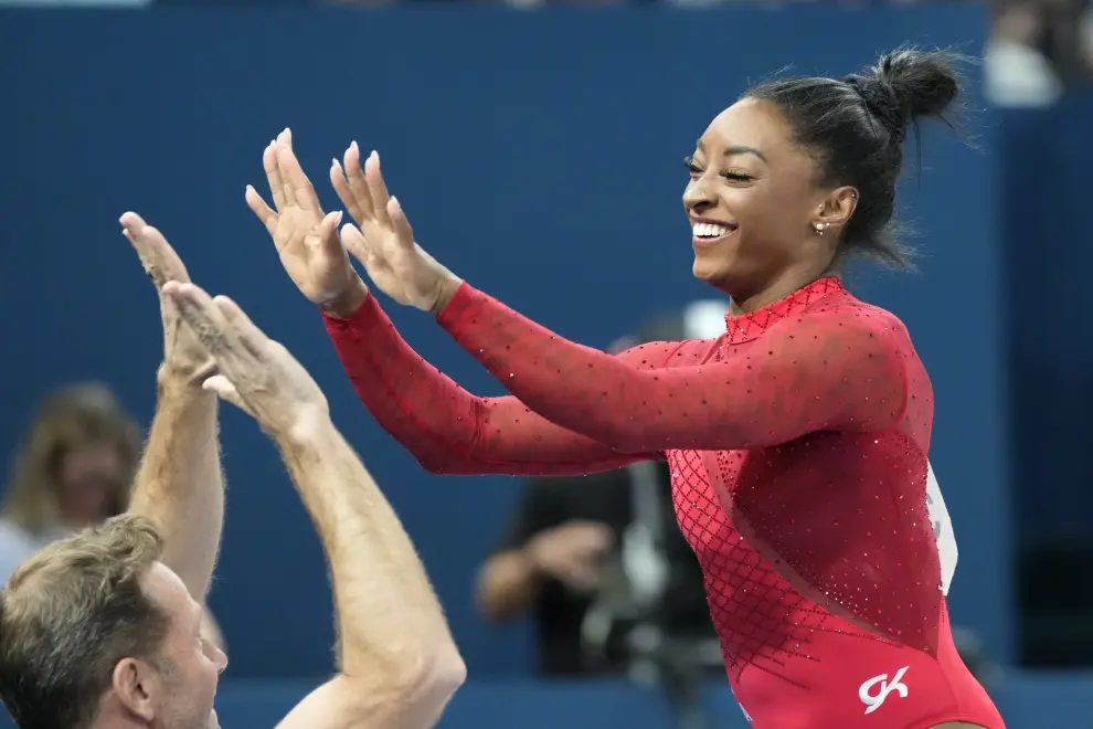 La estadounidense Simone Biles, medalla en salto en los Juegos Olímpicos de París 2024.