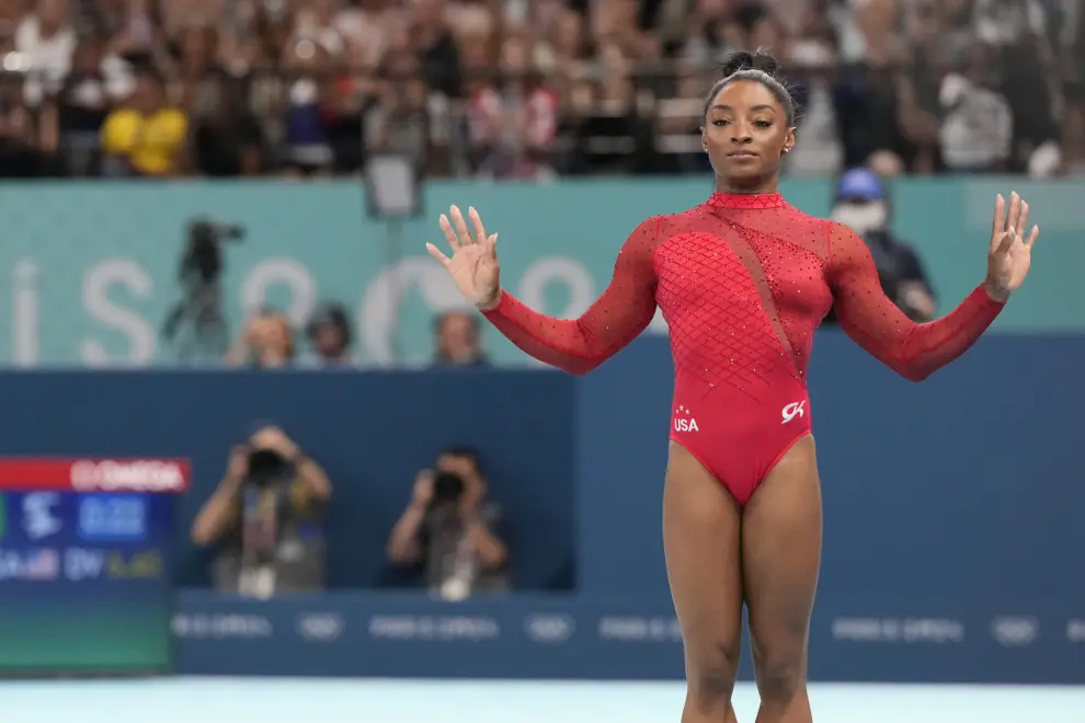 La estadounidense Simone Biles, medalla en salto en los Juegos Olímpicos de París 2024.