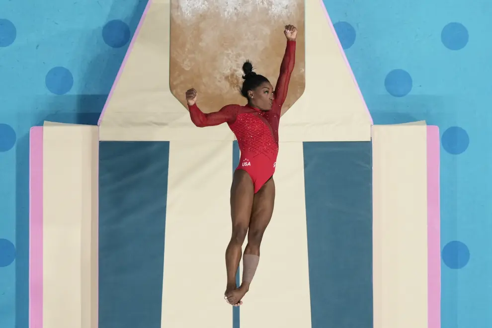 La estadounidense Simone Biles, medalla en salto en los Juegos Olímpicos de París 2024.