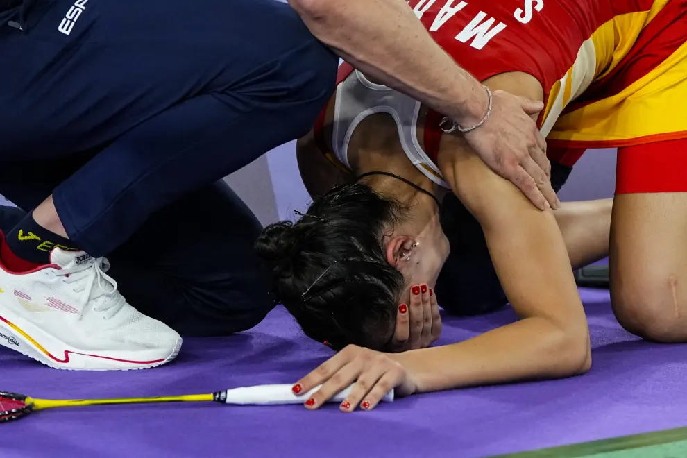 La española dominaba a Bing Jiao He en el momento de la lesión.