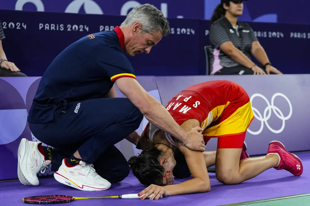 La española dominaba a Bing Jiao He en el momento de la lesión.