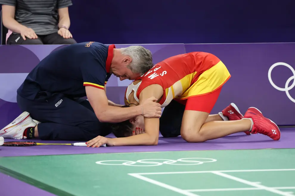 La española dominaba a Bing Jiao He en el momento de la lesión.