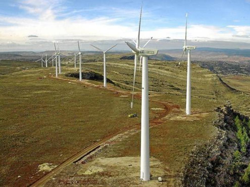 Aerogeneradores del parque eólico de Escucha (Teruel).