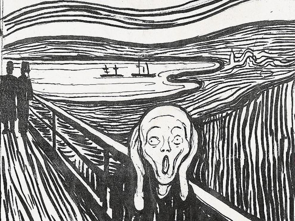 'El grito', de Edvard Munch. Lápiz litográfico y tinta china. 1895.