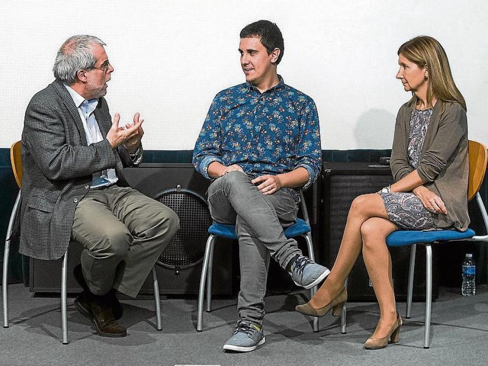 Fernando Torres, Pablo Aragüés y Loreto González-Dopeso, el pasado jueves en la Filmoteca.