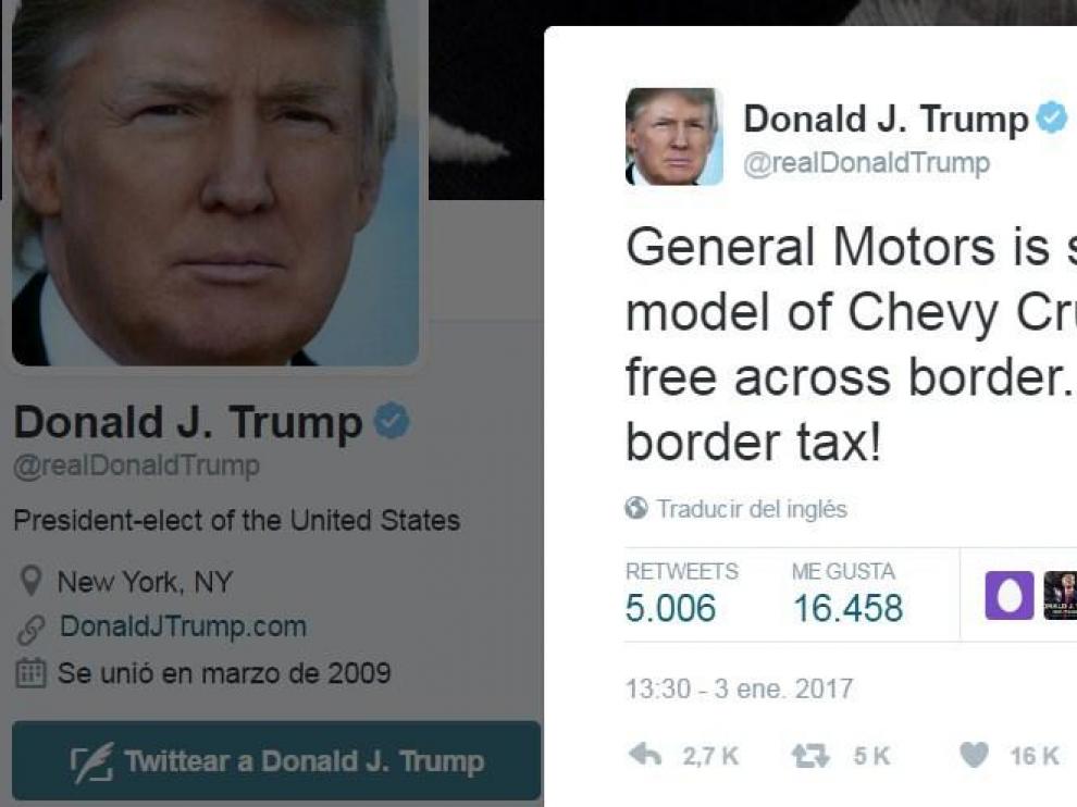 Mensaje de Trump en Twitter