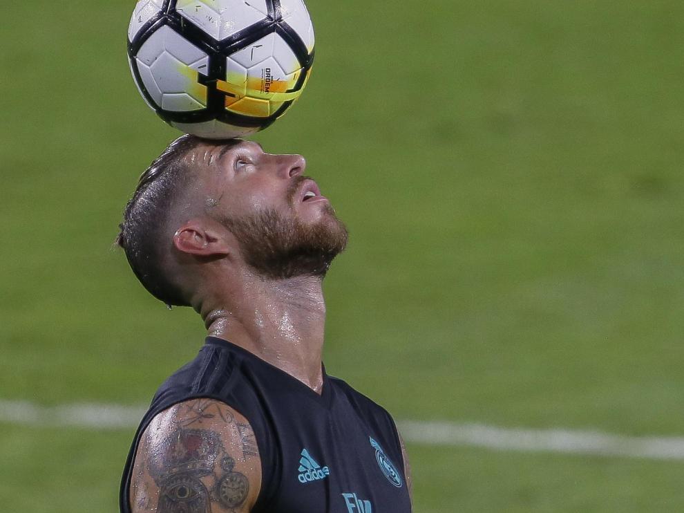Sergio Ramos, en un entrenamiento.