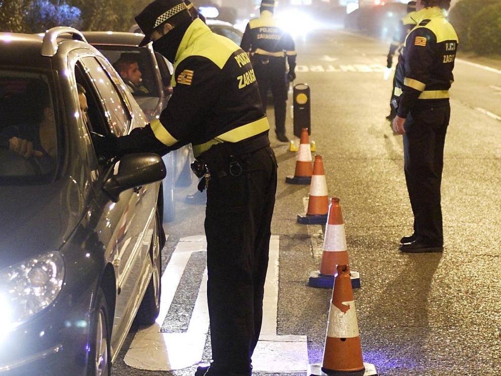 Control de alcoholemia de la Policía Local de Zaragoza.