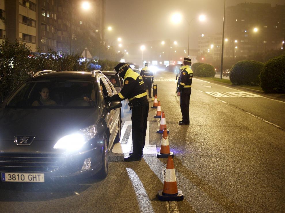 Control de alcoholemia de la Policía Local de Zaragoza.