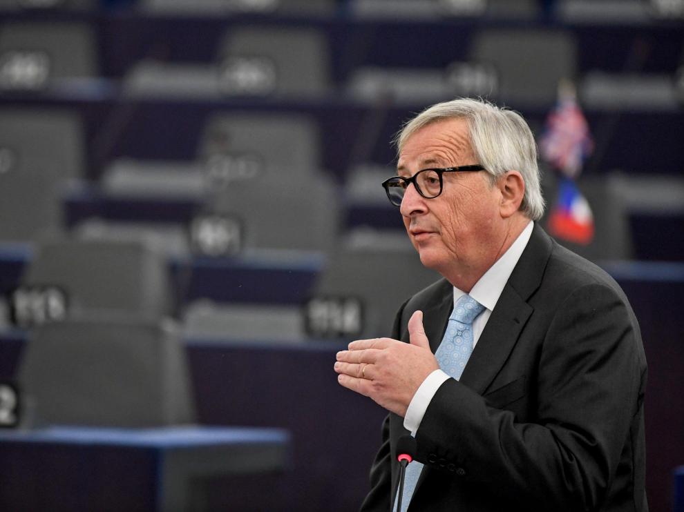 El presidente de la Comisión Europea, Jean-Claude Juncker, durante su discurso en el Parlamento Europeo.