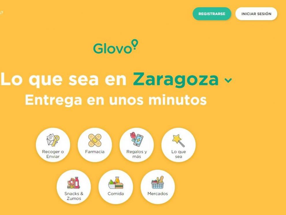 Portada de la web de Glovo
