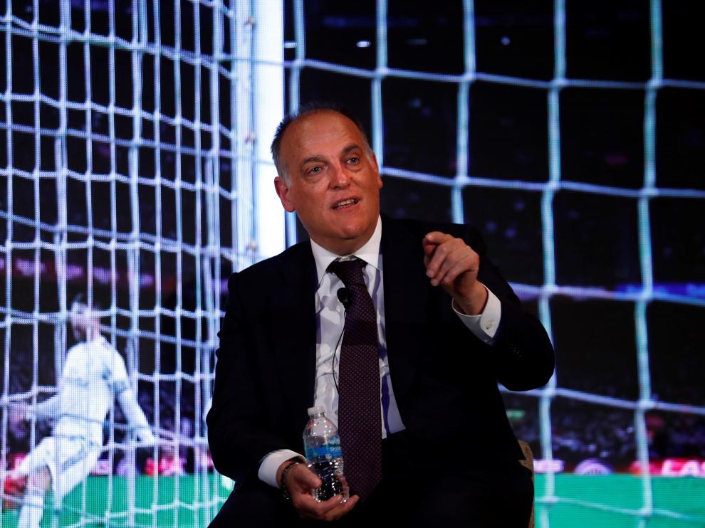 Javier Tebas, presidente de la LFP, durante un reciente acto en Ciudad de México.