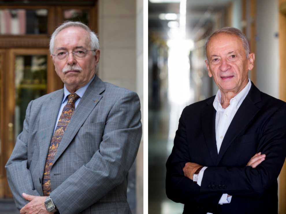 Guillermo Fatás y Luis Oro, catedráticos de Historia Antigua y Química Inorgánica, respectivamente