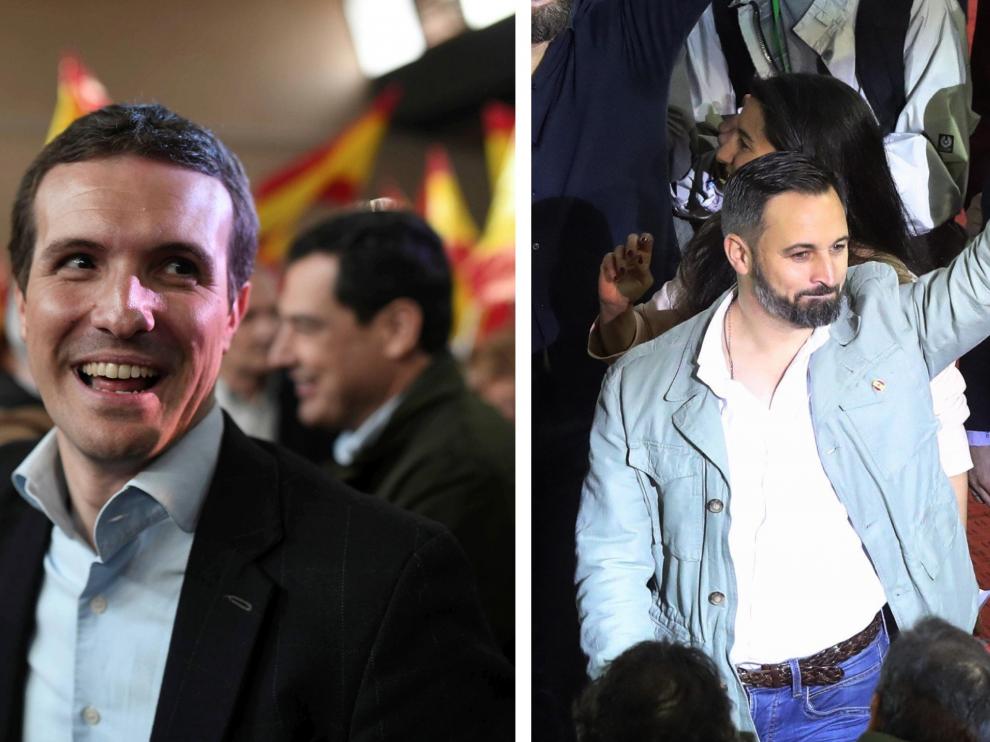 Pablo Casado (PP) y Santiago Abascal (Vox)