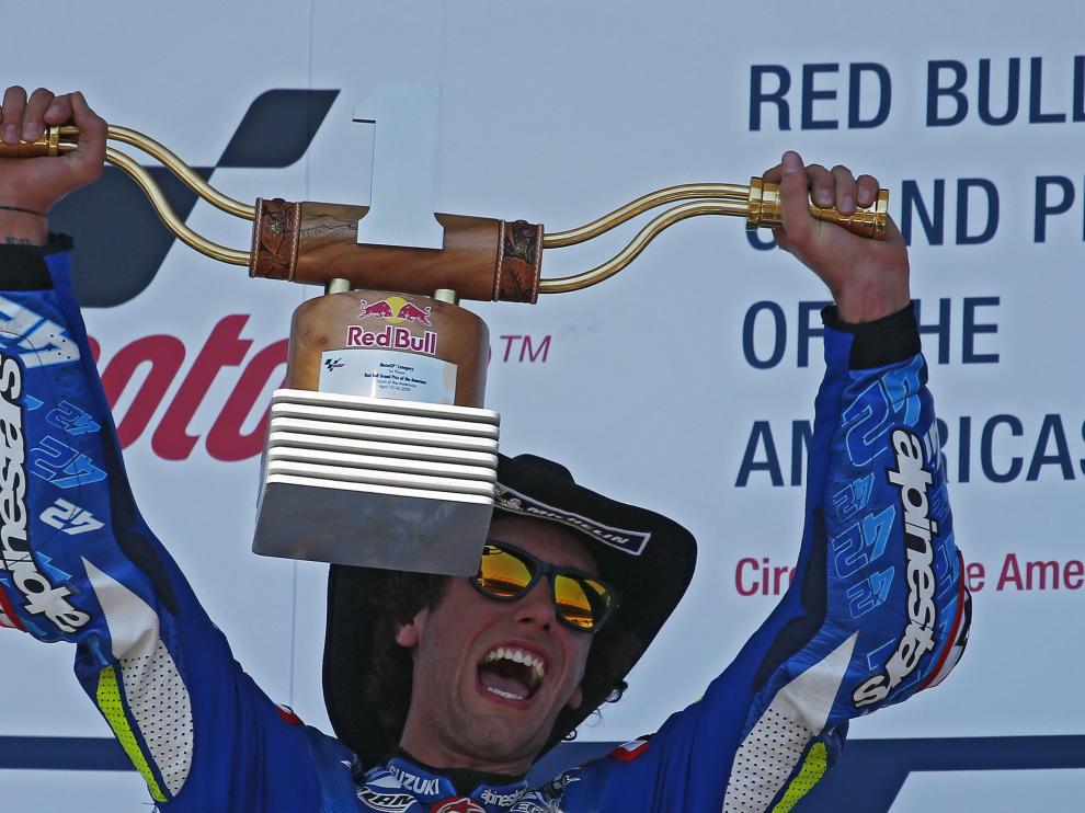 Rins celebra el triunfo en Austin.