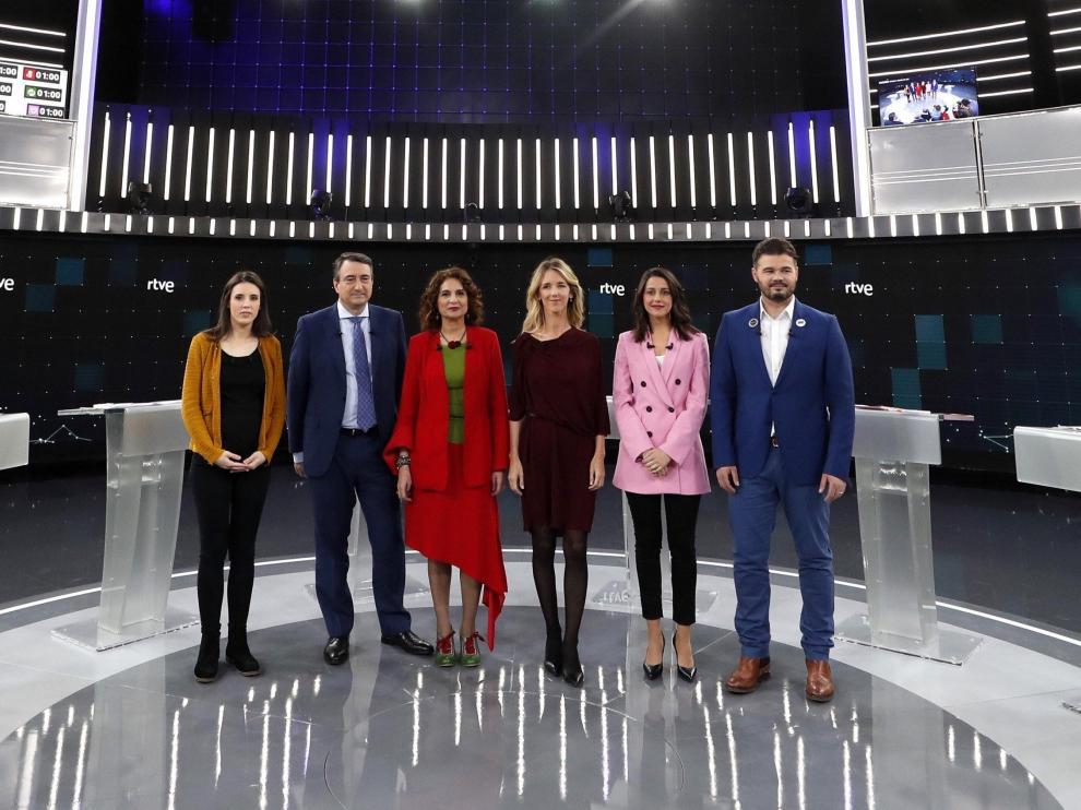 Irene Montero, Aitor Esteban, María Jesús Montero, Álvarez de Toledo, Inés arrimadas y Gabriel Rufián