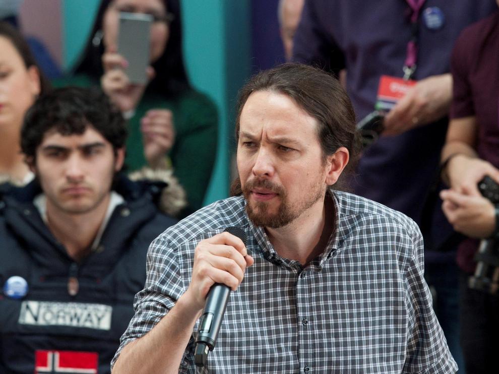 El líder de Podemos, Pablo Iglesias, durante un acto electoral celebrado este jueves en Vigo.