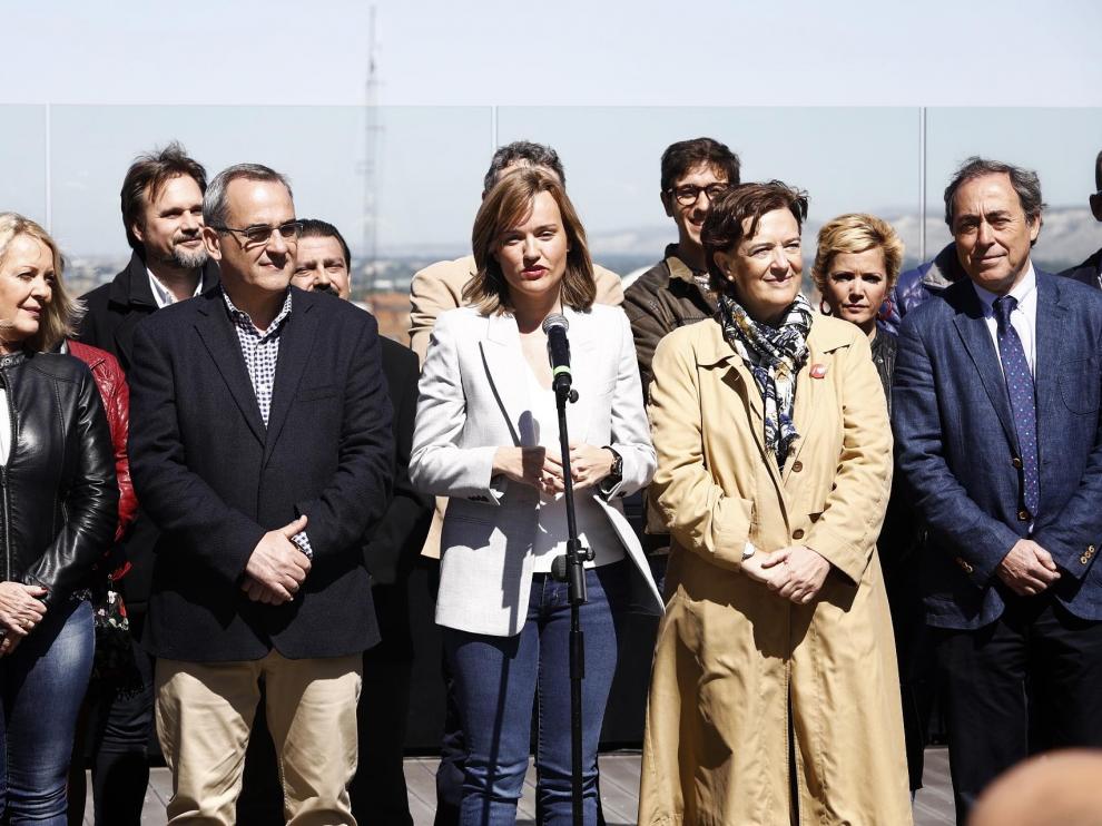 La candidata socialista a la alcaldía de Zaragoza, Pilar Alegría, durante la presentación del programa electoral.