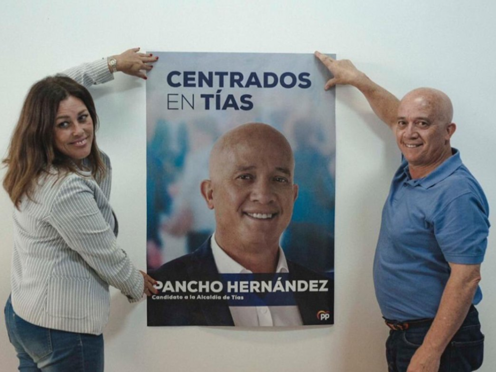 El cartel electoral del PP de Tías.