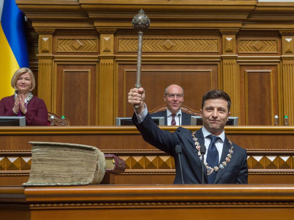Zelensi en su discurso de investidura.