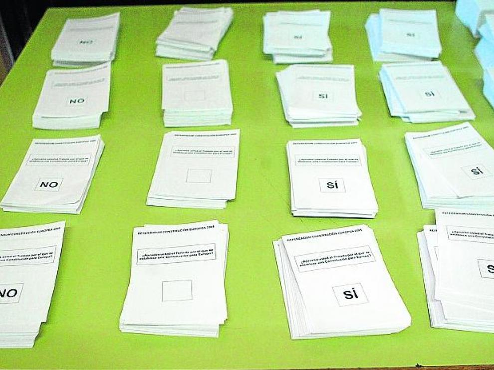 Papeletas del último referéndum celebrado