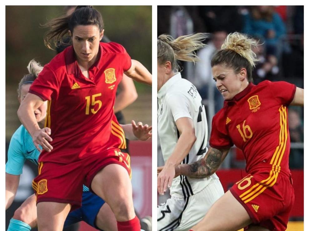 Silvia Meseguer y Mapi León, con la selección española.