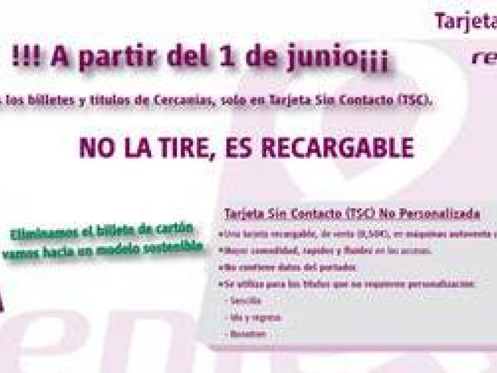 Renfe implanta la Tarjeta sin Contacto en todos sus títulos de Cercanías de Zaragoza