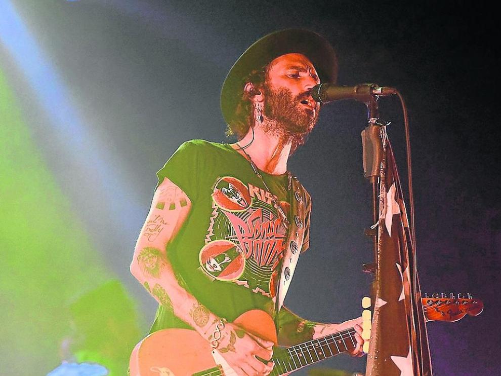 Leiva, durante un concierto en las Fiestas de San Lorenzo de 2017.