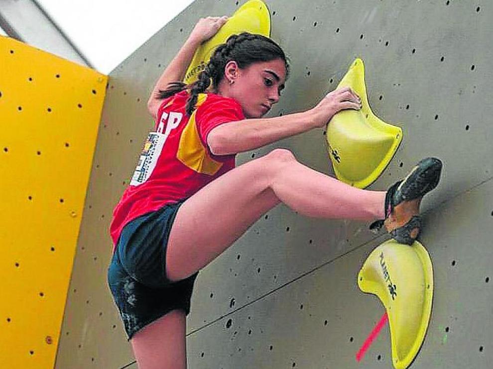 María Laborda, en el Mundial de Escalada.