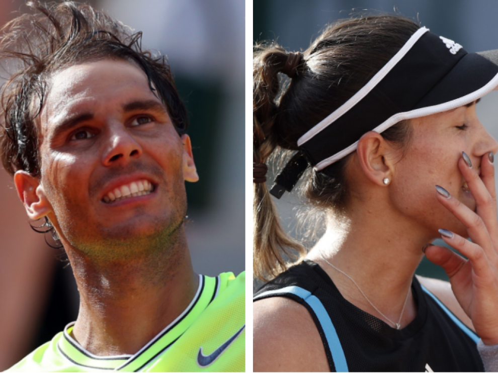 Nadal y Muguruza durante sus respectivos partidos de este domingo