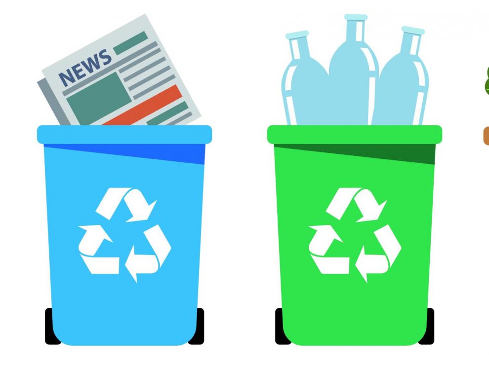 El color de los cubos refleja lo que se puede reciclar en ellos.