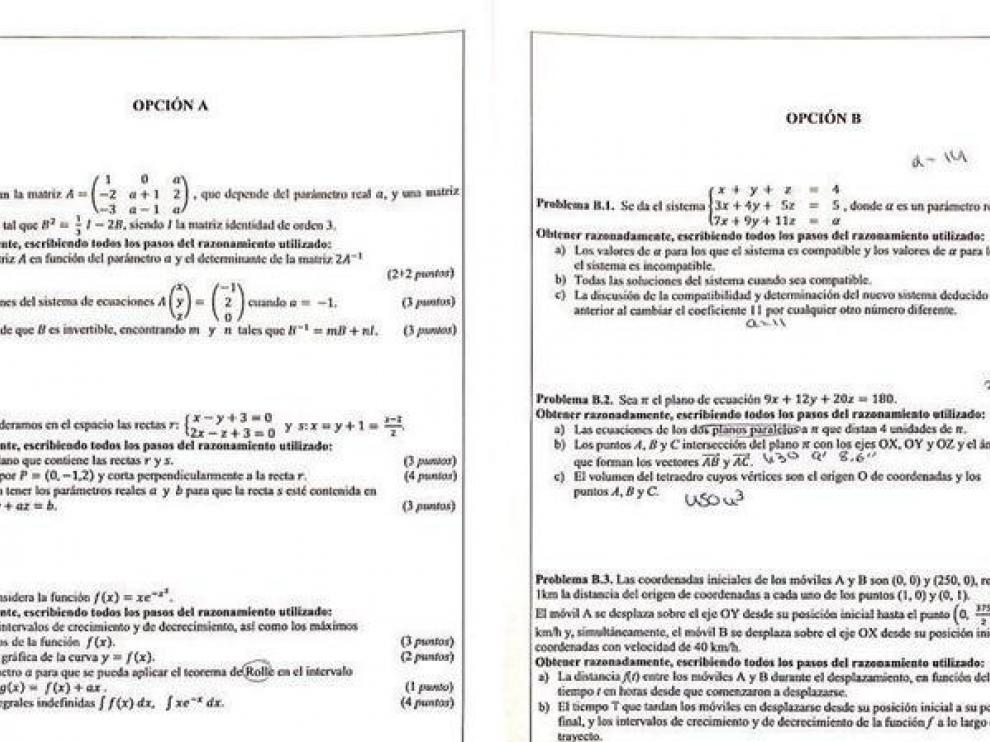 Este es el polémico examen de matemáticas en Valencia