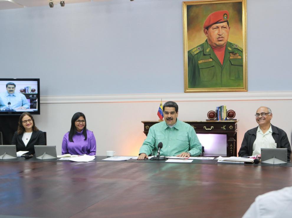Nicolás Maduro durante la reunión en el Palacio Presidencial, en Carcas.